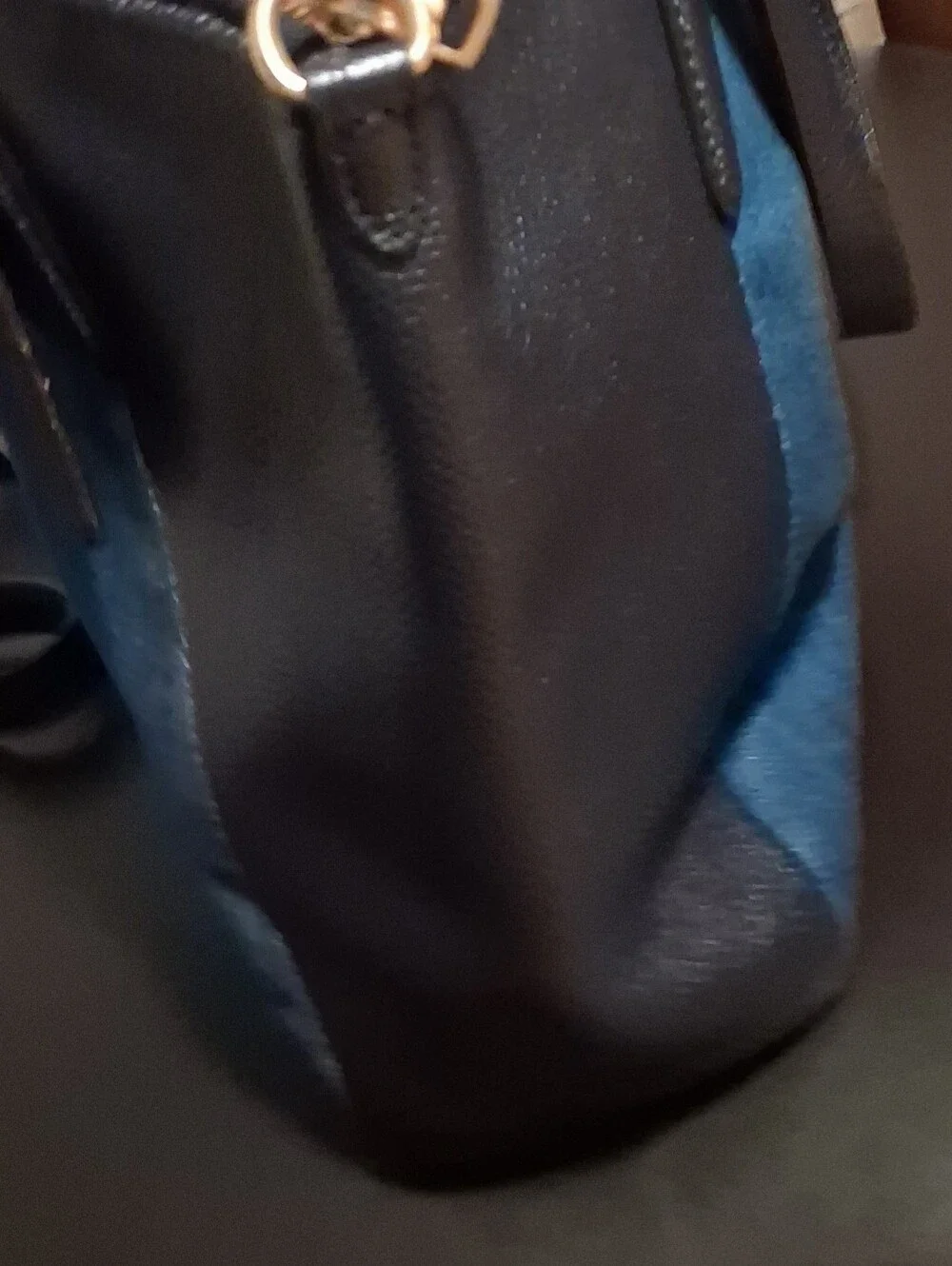 Coach Blue Denim and Black Leather Handbags Satchel Crossbody